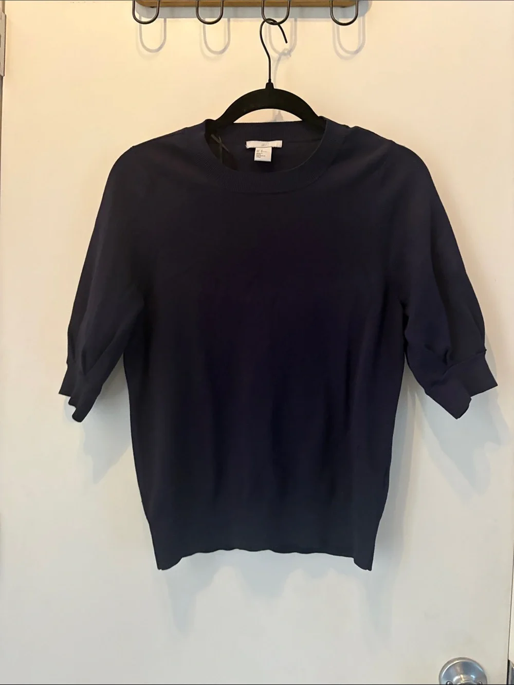 Navy Short Sleeve Crewneck Sweater Normcore Workwear
